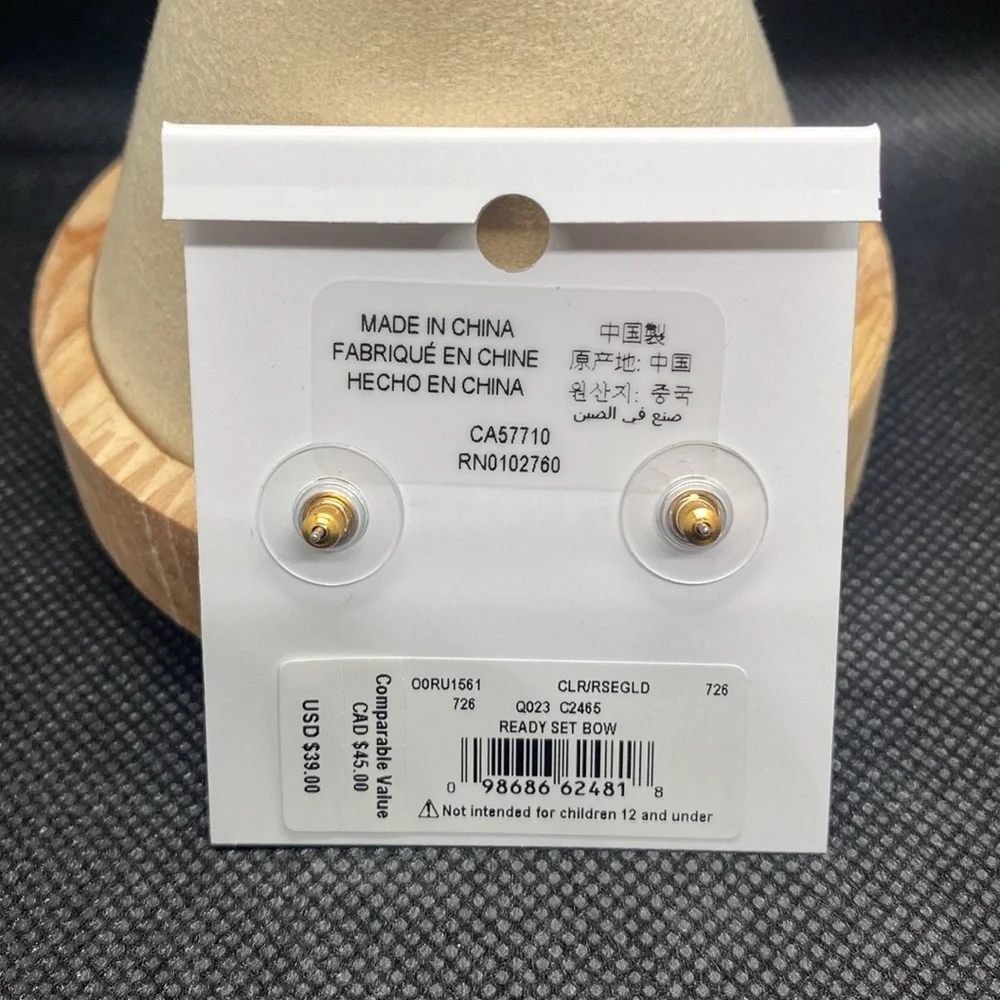 ♠️Kate Spade♠️ Ready Set Bow Pave Rose Gold Bow Studs/NWT - Picture 4 of 6